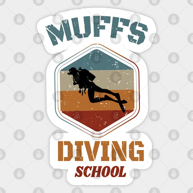 Muffs Diving School - Retro Diving Lover gift Sticker by WassilArt